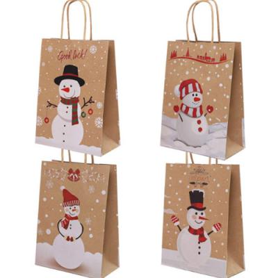 Merry Christmas Snowman Kraft Paper Bag