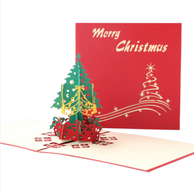 3D Merry Christmas Snowman Tree Greeting Cards