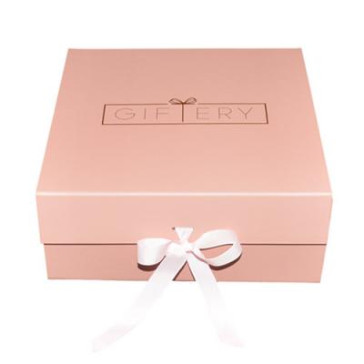 Pink Magnetic Paper Box With Ribbon