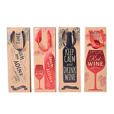 Customize Luxury Kraft Paper Bottle Wine Bag With Hot Stamping