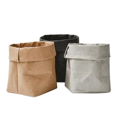 Washable Kraft Paper Bags Container For Storage