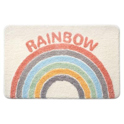 Rainbow Bath Mat with Non Slip Rubber Back for Tub Shower Room Toilet