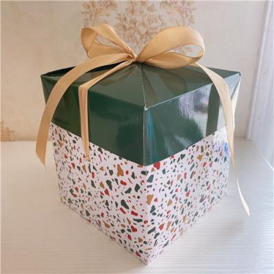 Green Chrismas Pop Up Gift Paper Box with Ribbons