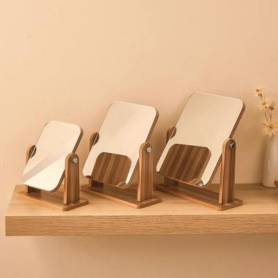 Portable Foldable Makeup Mirror with Wooden Stand