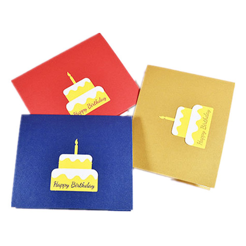 Red, yellow, blue happy birthday greeting Cards