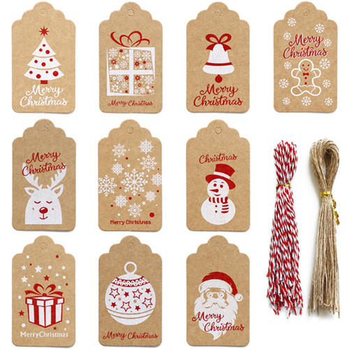 10 pcs christmas kraft paper card