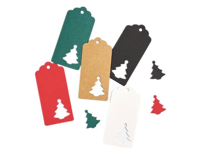 die-cut christmas tree paper cards