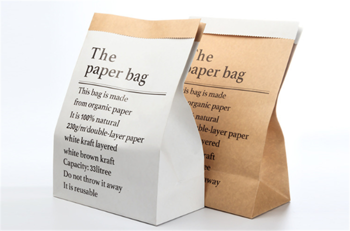 white and kraft paper bags