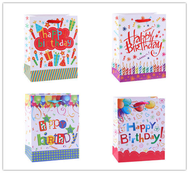 coated happy birthday paper bags