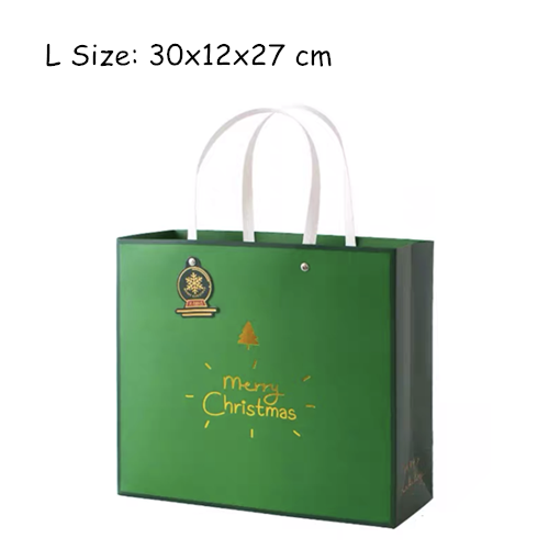 gold christmas tree green bag