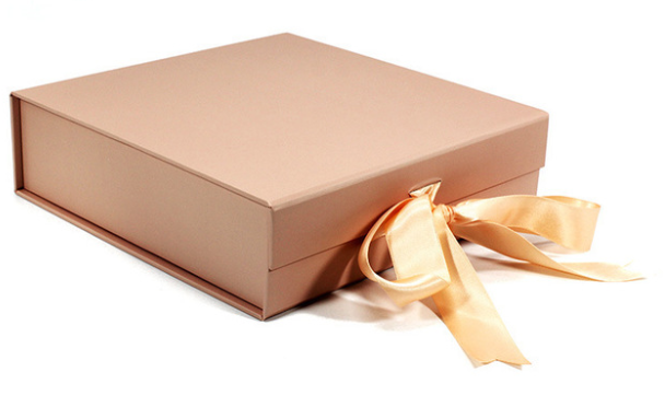 Gold Paper Box With Ribbon