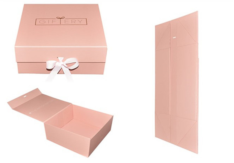 pink paper box with ribbon