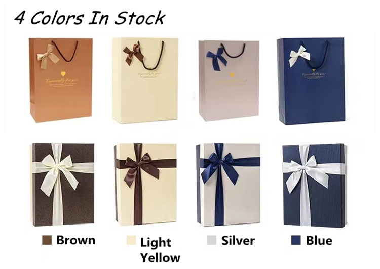 4 colors paper boxes with matched bags for your choice