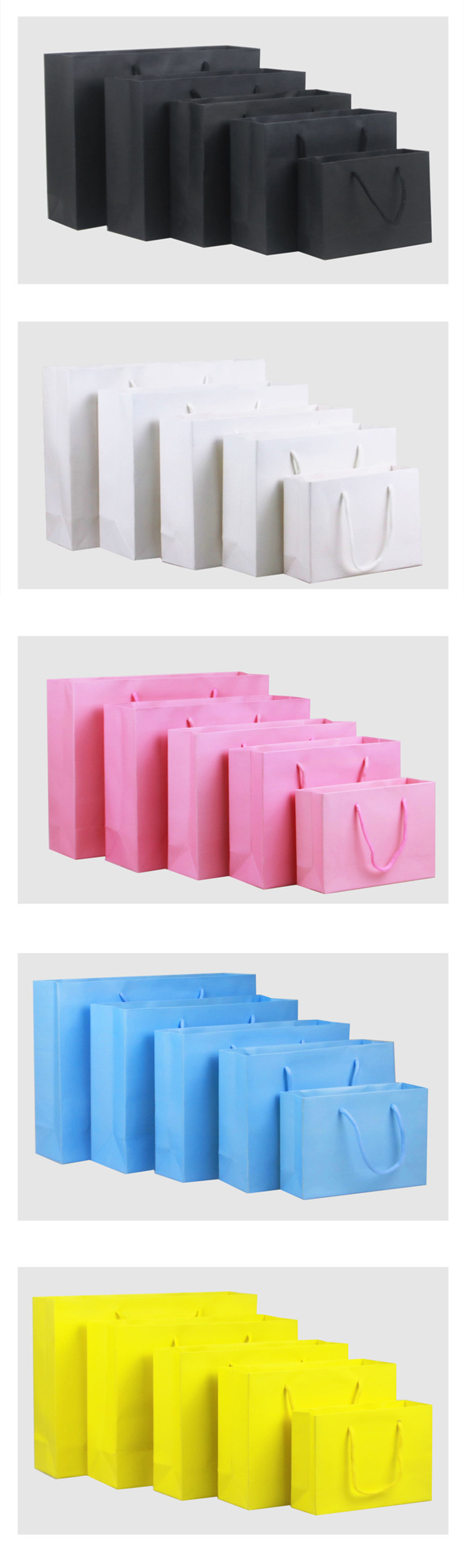 card paper bags in different colors and sizes