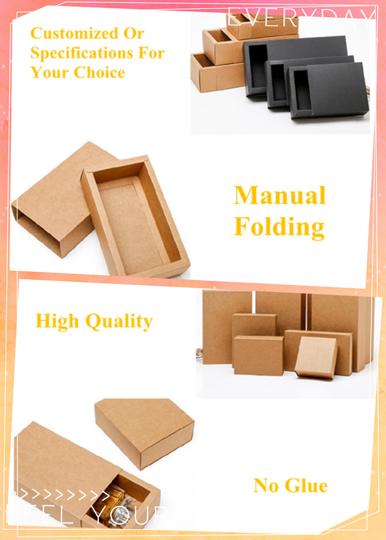 Drawer Brown And Black Kraft Folding Paper Box