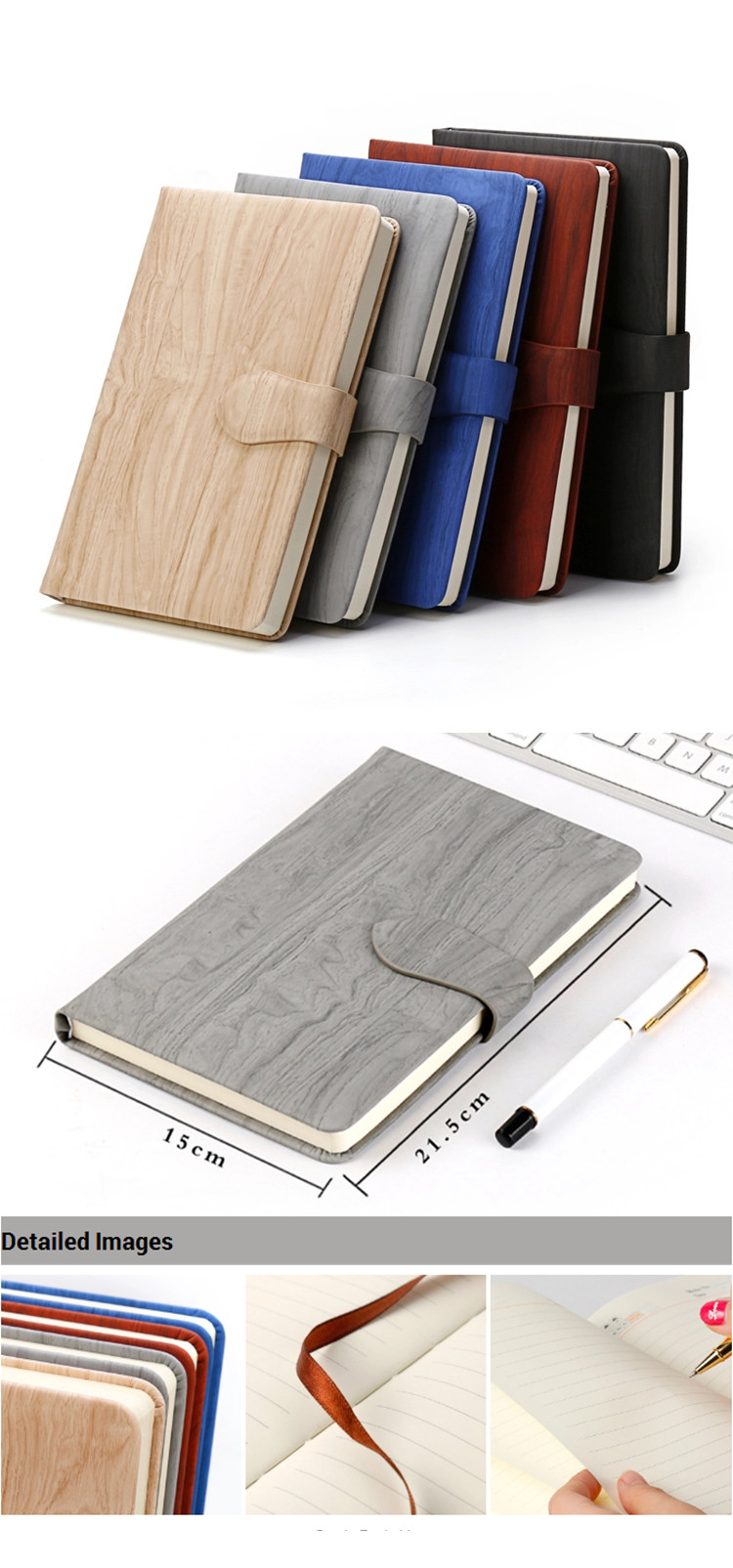 Wood Leather Cover Planner Journal Notebook