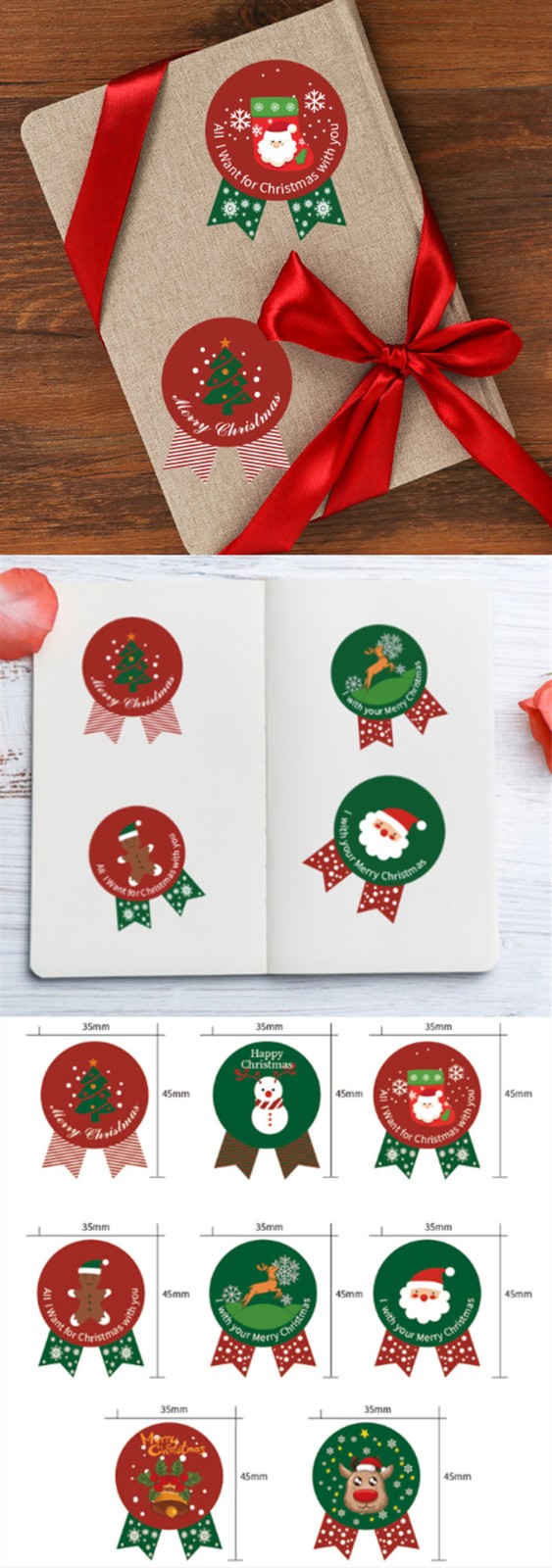 Colorful Christmas Paper Stickers