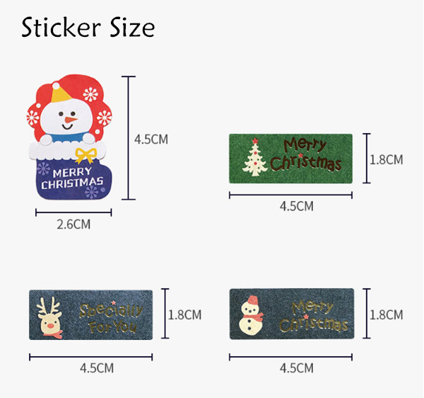 Christmas Kraft Paper Stickers Size