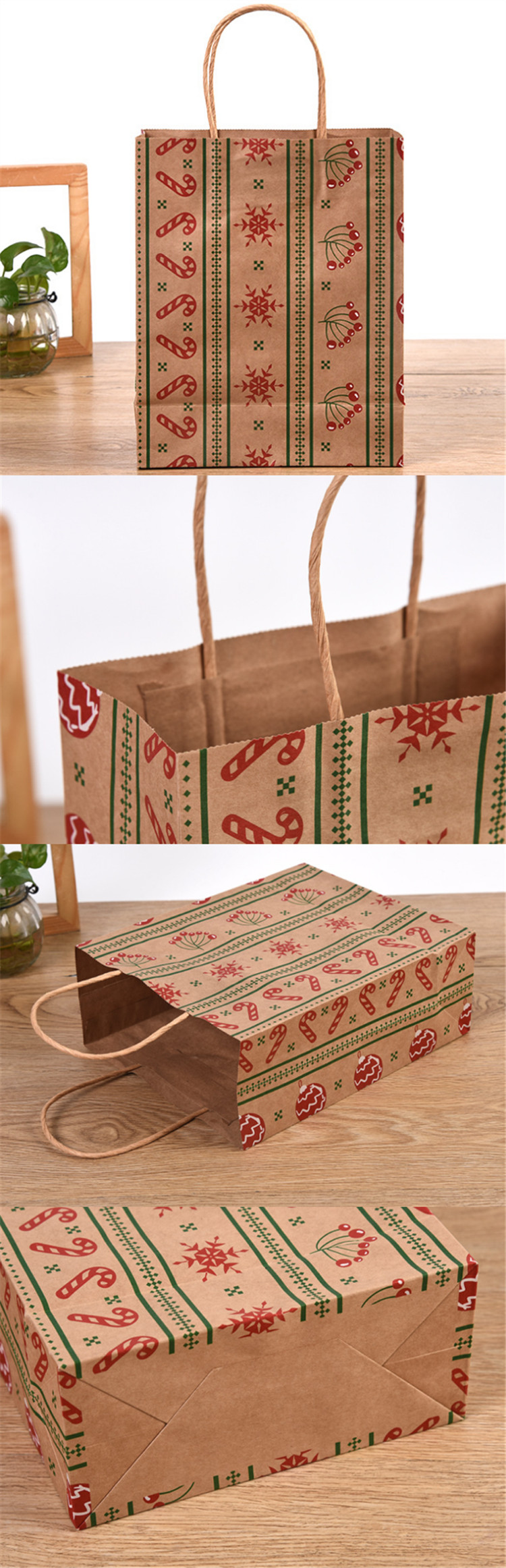 Merry Christmas Elements Kraft Paper Bag